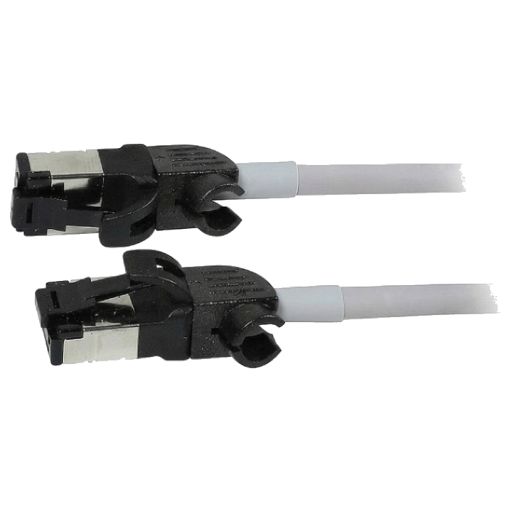 Synergy21 Patchkabel RJ45, CAT6A 500Mhz, 1,0m, grau, S/FTP, slimline rund d=4,5mm, TPE/LSZH(Superflex), AWG28, mit CAT7 Rohk., drehbarer Stecker,