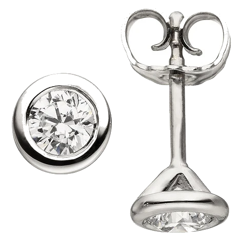 Ohrstecker rund 585 Gold Weißgold 2 Diamanten Brillanten 0 50 ct. Ohrringe