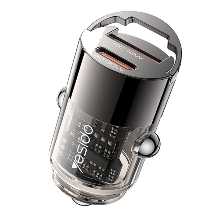 Auto-Ladegerät Yesido Y68, 30W, 3A, 1 x USB-A - 1 x USB-C, Schwarz