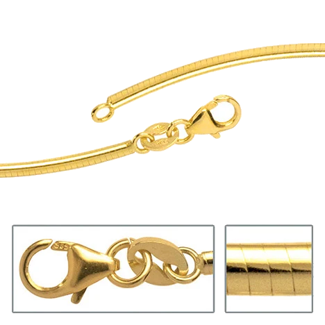 Halsreif 585 Gelbgold 2 mm 42 cm Gold Kette Halskette Goldhalsreif Karabiner