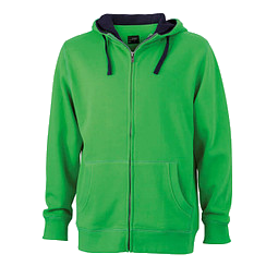 JAMES & NICHOLSON Unisex Sweat-Jacke mit Kapuze, grün, XXL