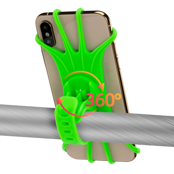 ROCKBROS Handyhalterung aus Silikon 360u00b0 Drehbar fu00fcr Motorrad & Fahrrad - Gru00fcn