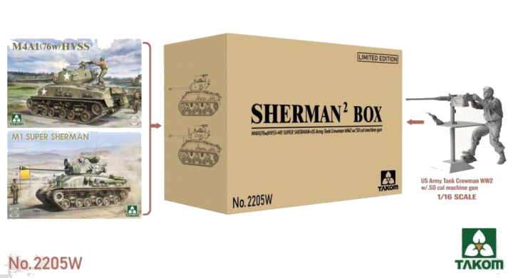 Sherman2 Box M4A1 (76w) HVSS + M1 Super Sherman + US Army Tank Crewman Limited Edition