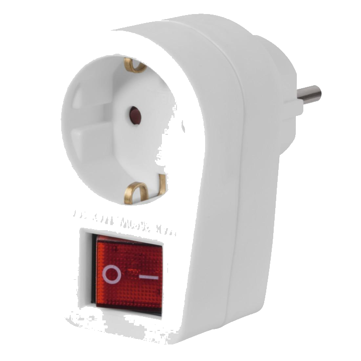 Steckdosenadapter, Schutzkontakt-Steckdose, 2-poliger Schalter, Weiß (00223213)