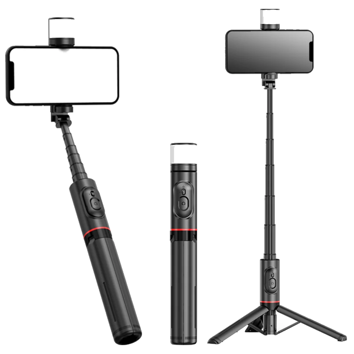 Selfie Stick Bluetooth Techsuit Q12S, Universal, Schwarz