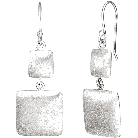 Ohrhänger quadratisch 925 Sterling Silber matt mattiert Ohrringe Silberohrringe
