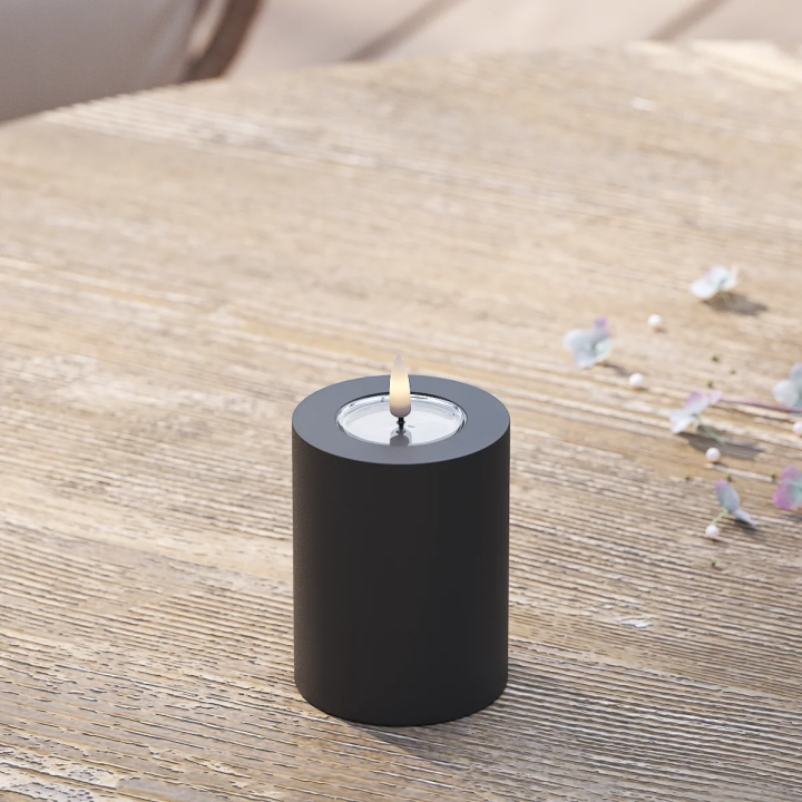 LED-Blockkerzen für den Außenbereich, Ø 7,5 x 10 cm, schwarz