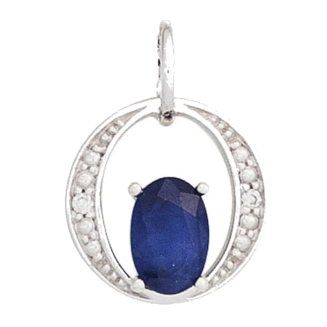 Anhänger 585 Gold Weißgold 1 blauer Safir 2 Diamanten Brillanten Goldanhänger