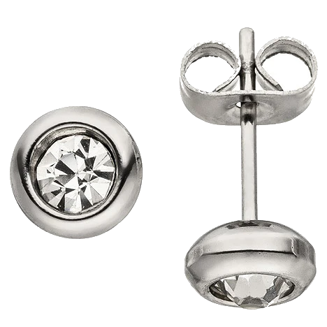 Ohrstecker Edelstahl 2 Zirkonia Ohrringe Edelstahlohrstecker