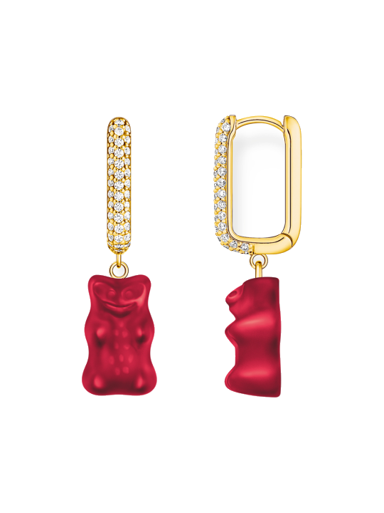 Thomas Sabo CR727-414-10 Vergoldete Einzel-Creole mit rotem Goldbären in Midiversion Damen