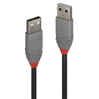 Lindy 36694 USB Kabel USB 2.0 3 m USB A Schwarz, Grau