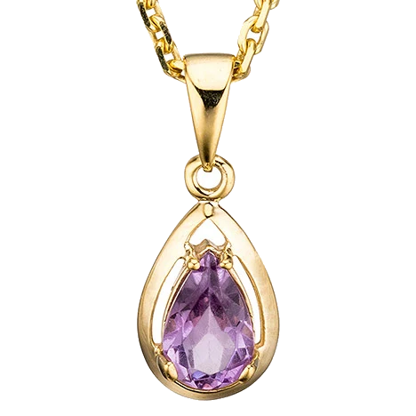 Anhänger Tropfen 333 Gold Gelbgold 1 Amethyst lila violett Goldanhänger
