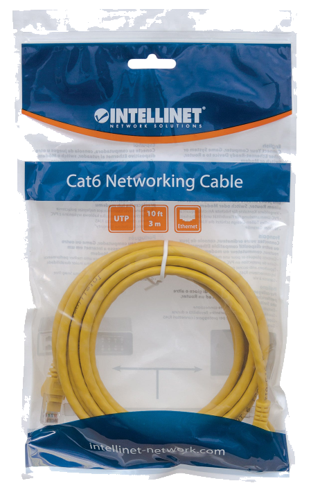 INTELLINET Patchkabel RJ45 U/UTP Cat6 1.00m Hebelschutz gelb
