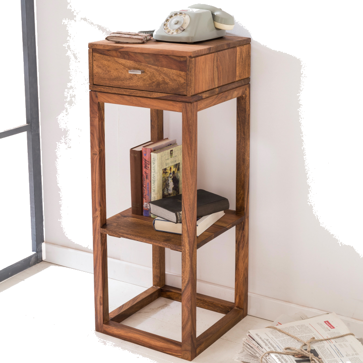 Beistelltisch PATAN Holz Massiv Telefontisch Konsole Anrichte Regal Schublade