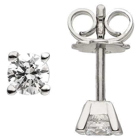 Ohrstecker 585 Gold Weißgold 2 Diamanten Brillanten 0 50 ct. Ohrringe