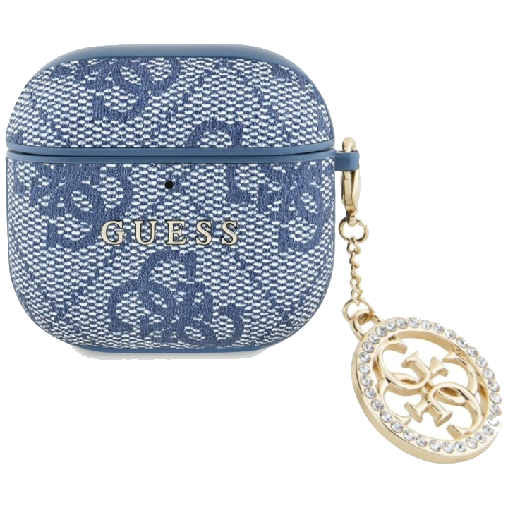 Guess 4G Strass Charm Hülle für Apple AirPods 4, Blau