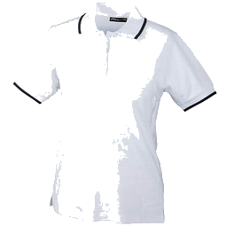JAMES & NICHOLSON Damen Poloshirt Pique, weiß/dunkelblau, XL