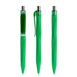 prodir® Druckkugelschreiber QS20 Soft Touch PRT Push, blaue Mine, hellgrün/silber poliert