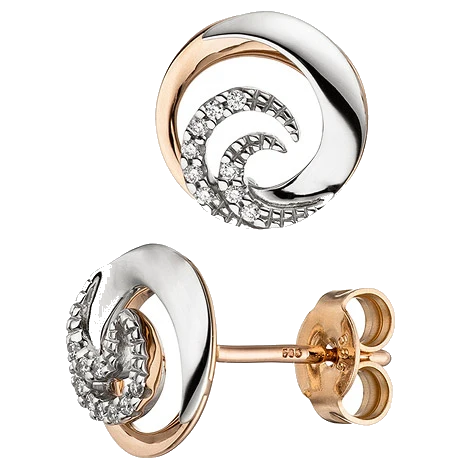 Ohrstecker 585 Gold Weißgold Rotgold bicolor 18 Diamanten Brillanten Ohrringe