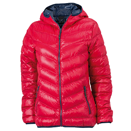 JAMES & NICHOLSON Damen Daunenjacke, rot/dunkelblau, S
