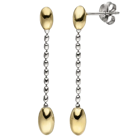 Ohrhänger 925 Silber bicolor vergoldet Ohrringe Ohrstecker