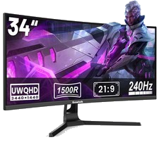Gawfolk Gaming Curved Monitor 34 Zoll 240Hz, 1500R Ultrawide PC Bildschirm UWQHD