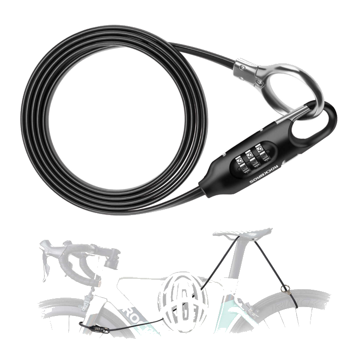 ROCKBROS Fahrradschloss Kabelschloss 150cm mit Zahlencode Anti-Diebstahl - Schwarz