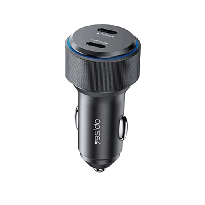 Auto-Ladegerät Yesido Y48, 60W, 3A, 2 x USB-C, Schwarz