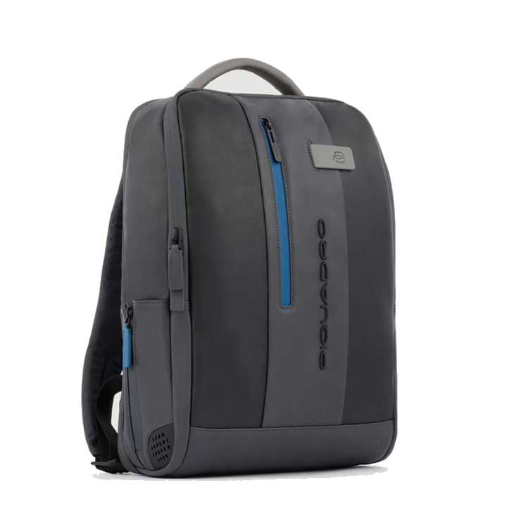 Piquadro Urban Leder Laptop-Rucksack 15,6" mit Diebstahlsicherung Schwarz/Grau