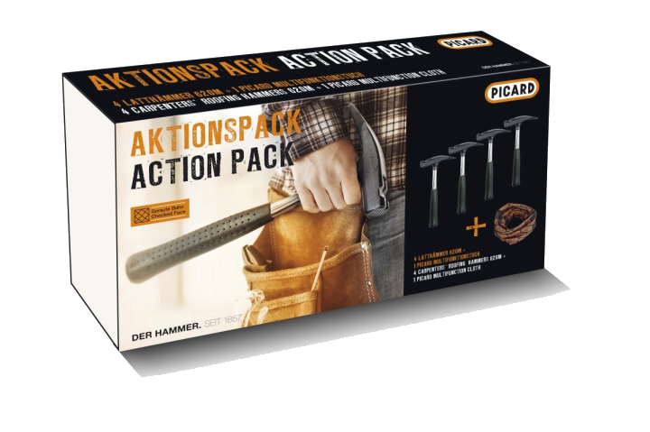 PICARD Aktionspack 4 x Latthammer 620M geraut + 1 x Multifunktionstuch