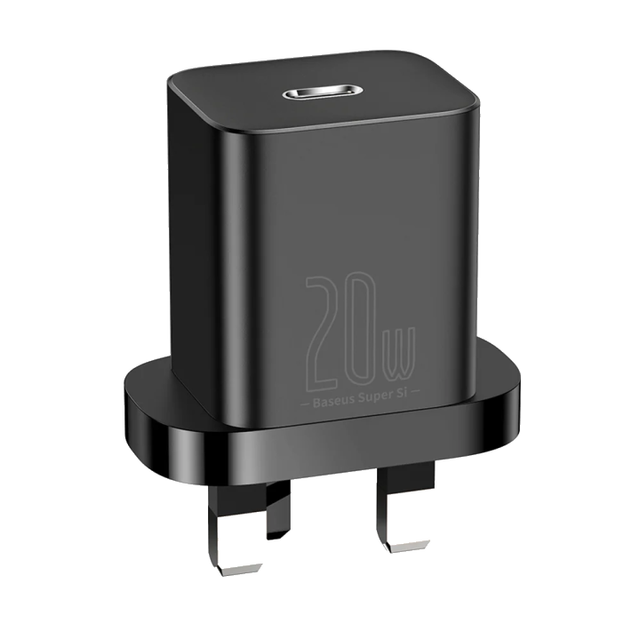 Baseus Super Si Netzladegerät, 20W, 3A, 1 x USB-C, UK, Schwarz CCSUP-K01