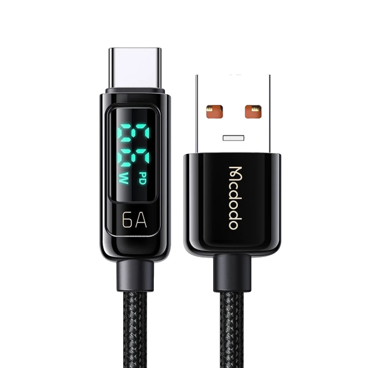 Daten- und Ladekabel USB-A - USB-C McDodo CA-8690 Display, 66W, 1.2m, Schwarz