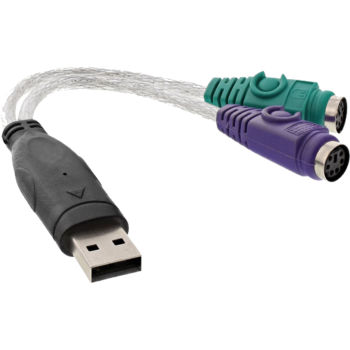 InLine® USB zu PS 2 Konverter, USB Stecker an 2x PS 2 Buchse für Maus + Tastatur