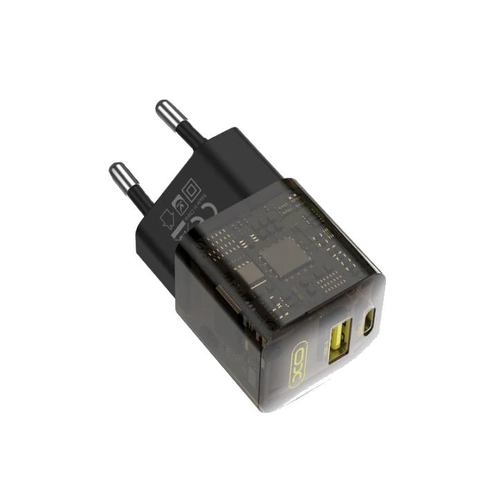 Netzladegerät XO Design CE05, 30W, 3A, 1 x USB-A - 1 x USB-C, Braun