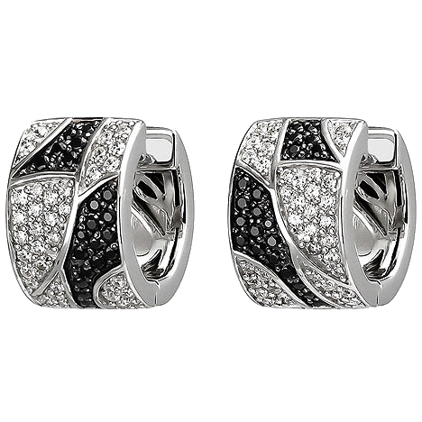 Creolen 925 Sterling Silber 114 Zirkonia schwarz und weiß Ohrringe