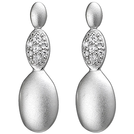 Ohrstecker 925 Sterling Silber matt 14 Zirkonia Ohrringe Silberohrringe
