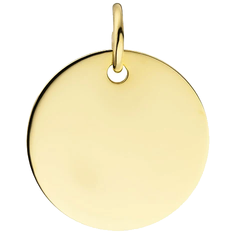 Anhänger Gravur Gravurplatte rund 585 Gold Gelbgold Goldanhänger