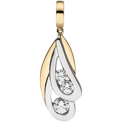 Anhänger 375 Gold Gelbgold bicolor 3 Zirkonia Goldanhänger