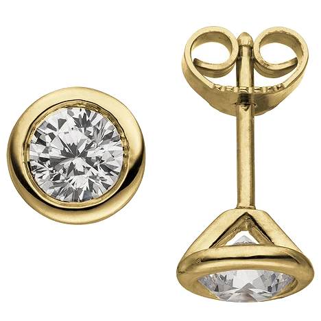 Ohrstecker rund 585 Gold Gelbgold 2 Diamanten Brillanten 1 00 ct. Ohrringe