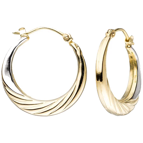 Creolen rund 333 Gold Gelbgold bicolor Ohrringe Goldohrringe Goldcreolen