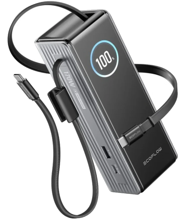 Externer Akku EcoFlow Rapid, 25000mAh, 170W, QC + PD, 1 x USB-A - 3 x USB-C, Grau