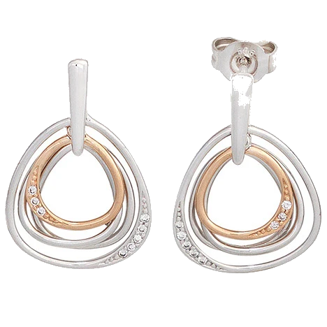 Ohrhänger 585 Gold Weißgold Rotgold bicolor 16 Diamanten Ohrringe Ohrstecker