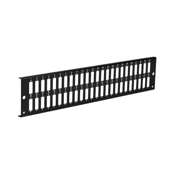 Frontplatte 2HE 48 x SC Duplex/LC Quad, vertikal schwarz