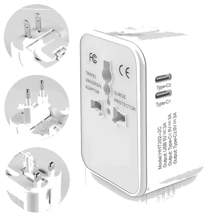 Netzladegerät Techsuit HHT202-2C Travel, 15W, 3A, 2 x USB-C, Weiß