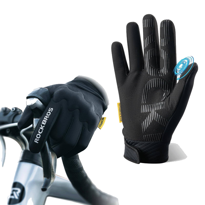 ROCKBROS Fahrradhandschuhe Warme Winddichte Vollfinger Sporthandschuhe - Asia L = EU S