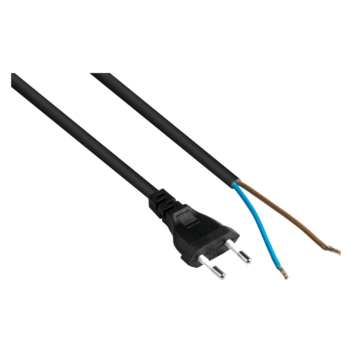 kabelmeister Euro-Netzkabel an open end schwarz 3 m