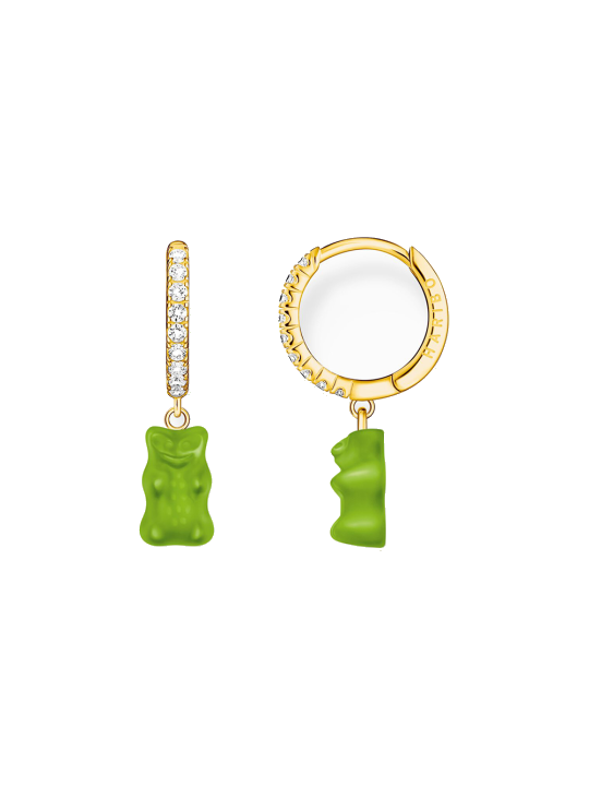 Thomas Sabo CR726-414-6 Goldene Einzel-Creole mit grünem Goldbären Damen