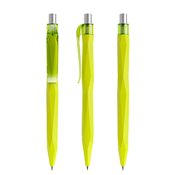 prodir® Druckkugelschreiber QS20 Soft Touch PRT Push, blaue Mine, gelbgrün/silber satiniert