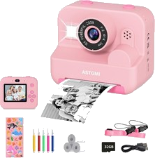 Kinderkamera Sofortbildkamera HD Selfie Kamera Druckkamera Rosa Geschenk