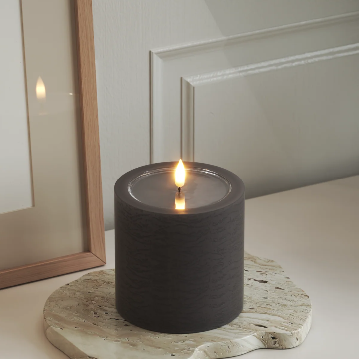 Unique LED-Blockkerzen D 10 x 10 cm Mokka